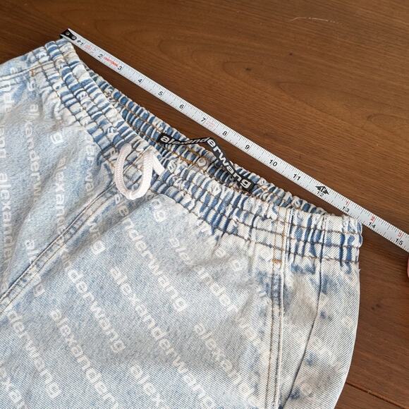 Alexander Wang Blue & White Logo Print Jogger Disstressed Cropped Jeans, size S - Picture 9 of 10